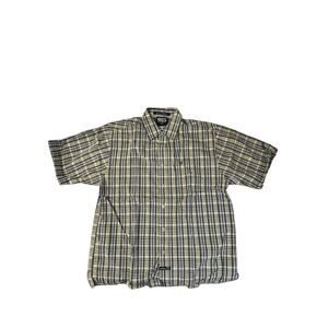 South Pole Mens White Black Yellow Plaid Casual Shirt Large